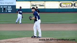 Twins RHP Liam Hendriks warming up before his 2011 Eastern League All-Star Game appearance