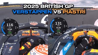2025 British Verstappen vs Piastri lap speed comparison