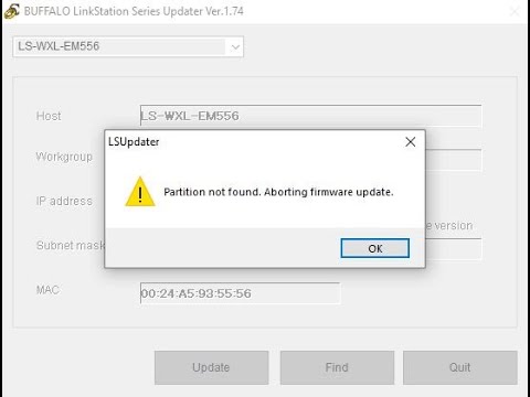 2. How to Fix Partition not found. Aborting firmware update. NAS Buffalo LS-WXL