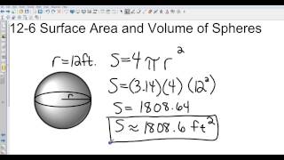 Geometry 12 6 Surface Area and Volume of a Sphere