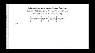 Integrals of Vector Valued Functions