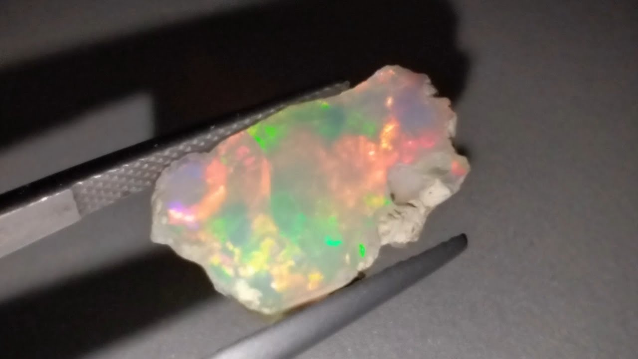 Rare crystal opal rough red orange yellow flash color play