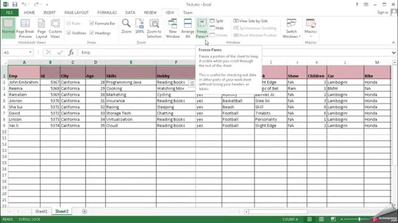 How to Freeze Panes, Row, Column in Excel? - YouTube