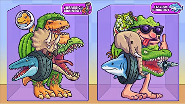 Merge Fellas Jurassic Brainrot vs Italian Brainrot Gameplay Reaching Max Level | Brainrot New Update