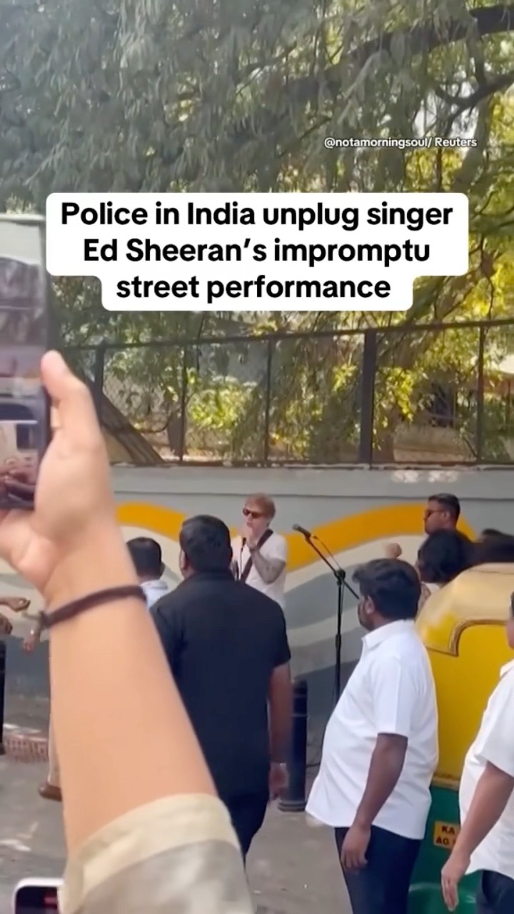 Police in India unplug singer Ed Sheeran's impromptu street performance #shorts