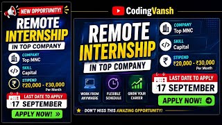 🚨 DON'T MISS! Remote Internship 2026 ₹20K–₹30K Stipend | 17 Sept Deadline #shorts #explore #trending