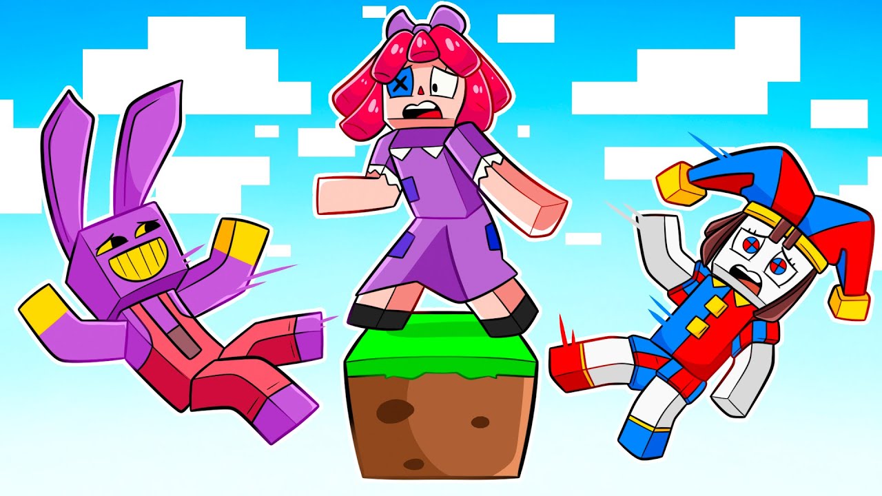Ragatha, Jax e Pomni do CIRCO DIGITAL jogam MINECRAFT com apenas UM BLOCO