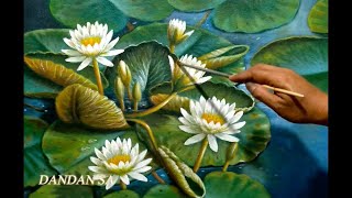 CARA MELUKIS  MENGGAMBAR BUNGA TERATAI  / HOW TO DRAW WATER LILY / LOTUS, Tutorial (part 7)