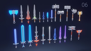 (BRAINCHILDART Armory #07) LOWPOLY  Fantasy Weapons in Blender 2.90 | Blender Speed Modeling