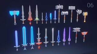 (BRAINCHILDART Armory #07) LOWPOLY  Fantasy Weapons in Blender 2.90 | Blender Speed Modeling