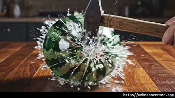Realistic glass watermelon fruit smashed with a hammer - WEBM Converter