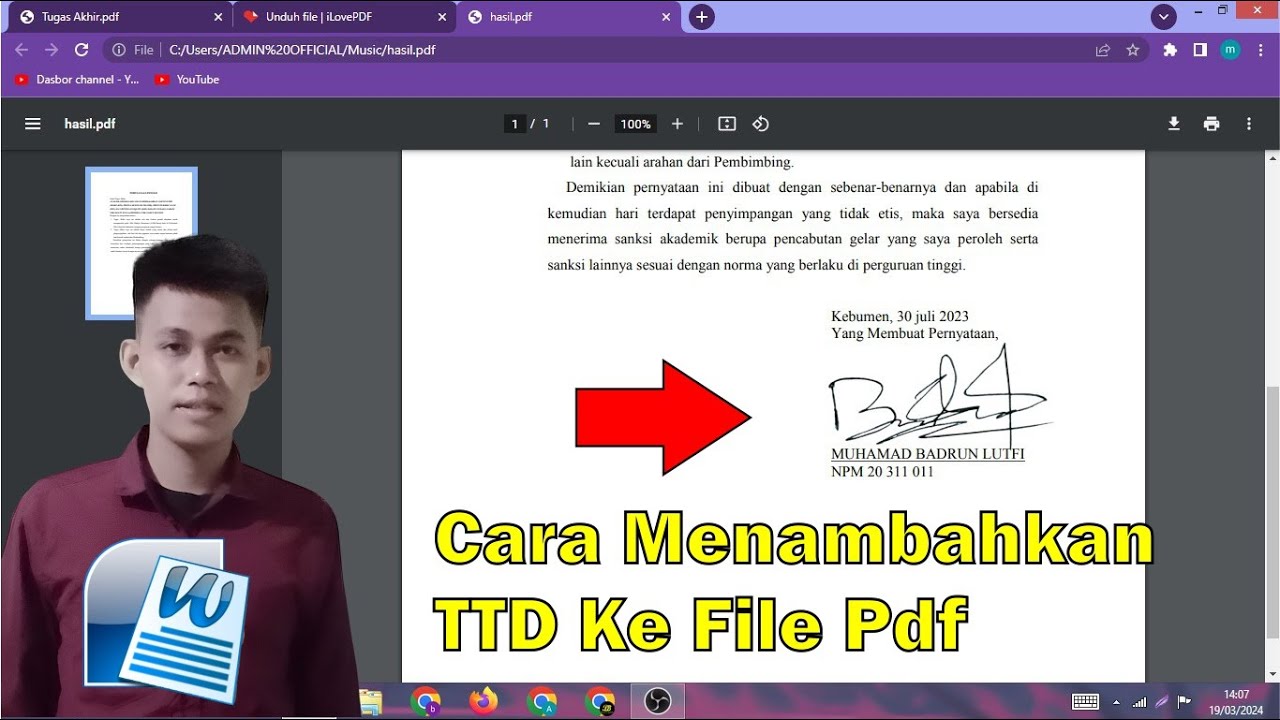 Cara Menambahkan Tanda Tangan ke File PDF - YouTube