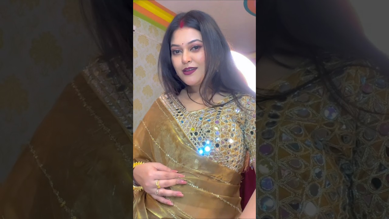 Latest golden saree mirror work viral wedding design | Rohit fashion club