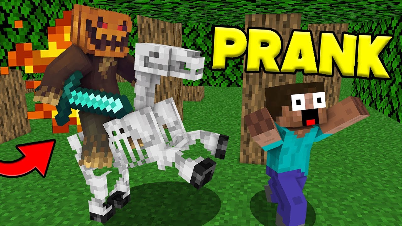 PumpkinHead PRANK in Minecraft! *HE LEFT THE GAME*