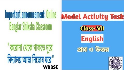 Class VII English Model Activity Task Question with answer/WBBSE Class 7 English Model Activity Task