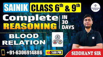 COMPLETE REASONING| Class 6th & 9th | Blood Relation| Sainik School Online Classes by Siddhant Sir