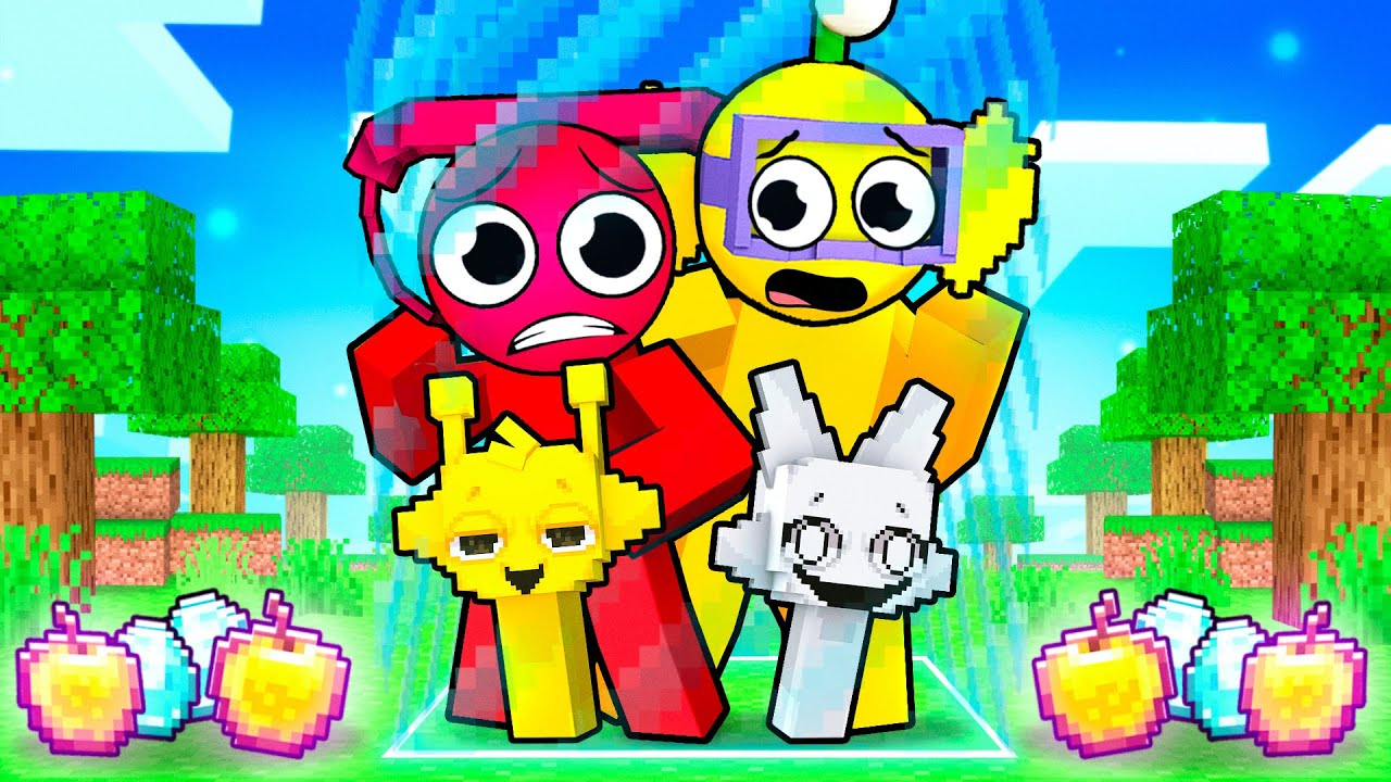 LOCKED on ONE BLOCK with OC SPRUNKI in Minecraft!