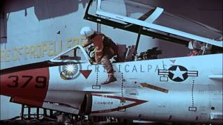 Pilot trainees get carrier landing training with jet aircraft at USS Lexington ou...HD Stock Footage