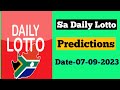 Daily lotto predictions  today 07092023  lotto jackpot  today south africa daily lotto