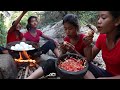 Cooking Baby egg duck with Coconut water for Food forest with Hot peppers sauce - My Natural Food