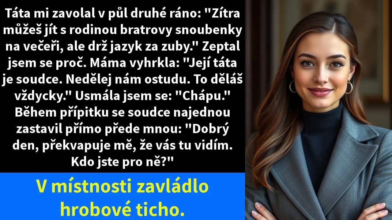 Stála jsem na konci jídelního stolu, když federální soudce zvedl sklenku a řekl: „Kdo pro ně vlastně jsi?“ Celá rodina ztuhla. Máma se snažila mě odbýt větou o kancelářské práci, ale on se na mě...