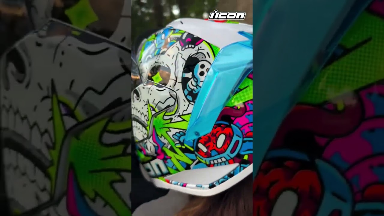 Icon Ultraflite Doodle 3 MIPS Kapalı Motosiklet Kaskı Beyaz / Mavi