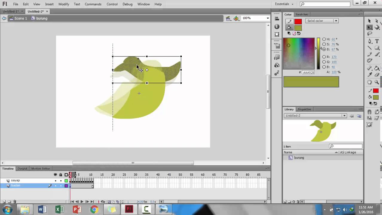  Tutorial  Adobe  Flash  Professional Membuat animasi  burung 