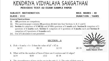 Class 8 MATHS Periodic Test PT-2 Sample Question Paper for Kendriya Vidyalaya Students