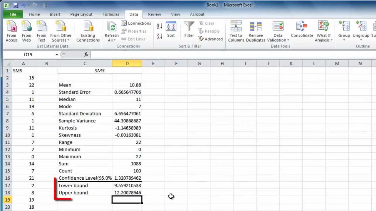 confidence level calculator excel