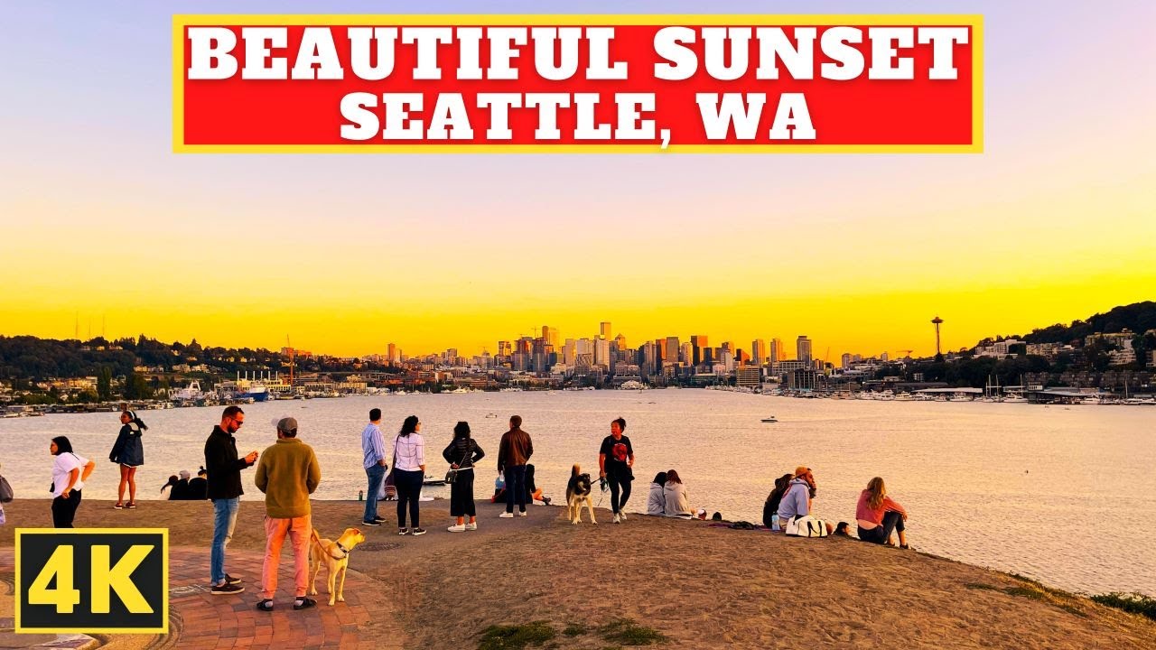 Beautiful Sunset From Seattle, Washington | 4K Relaxing Video  🇺🇸