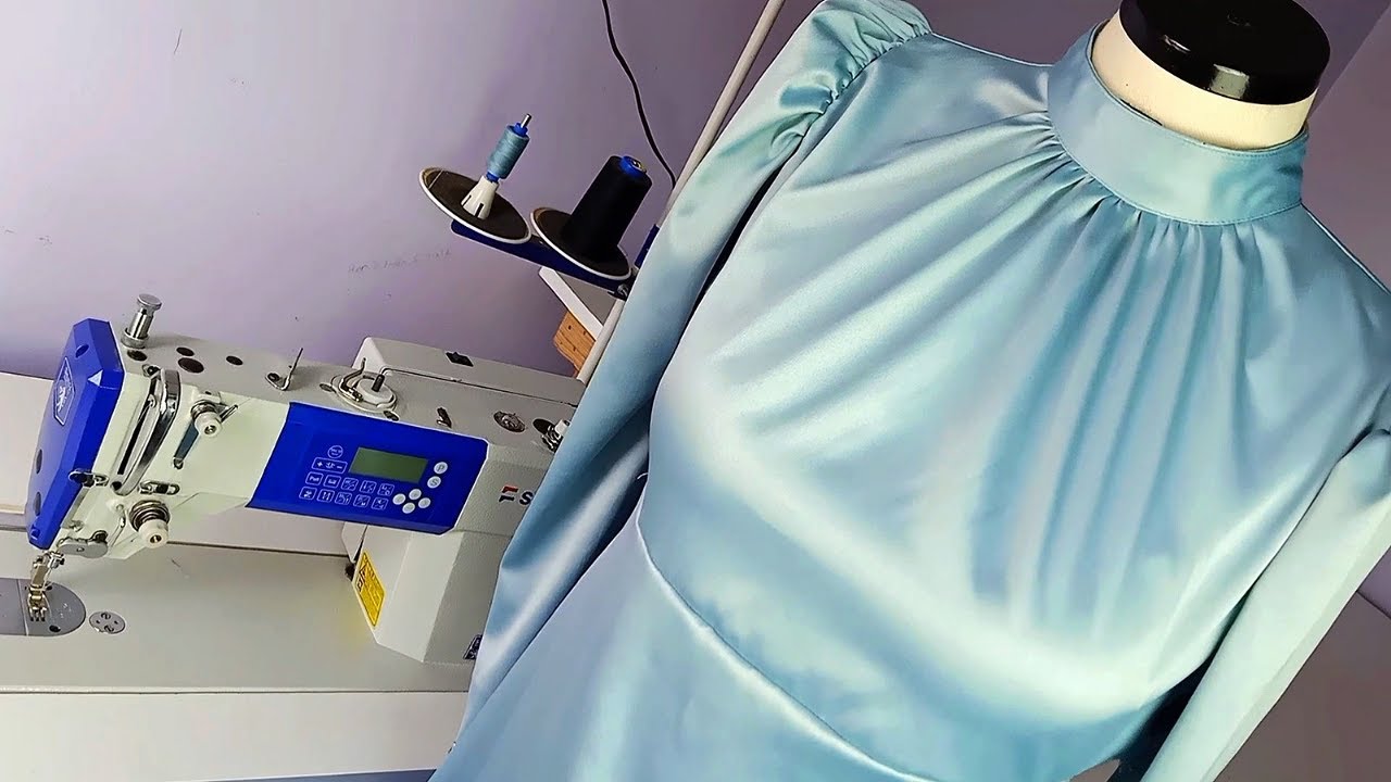 طريقة عمل كشكشه أو كسرات فى حردة الرقبه فستان سواريه أو بلوزه | تفصيل وخياطة الكشكشة علي الرقبة