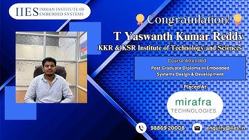 Best Embedded Training Institute in Bangalore | IIES Review | Yaswanth Placed at Mirafra Technology