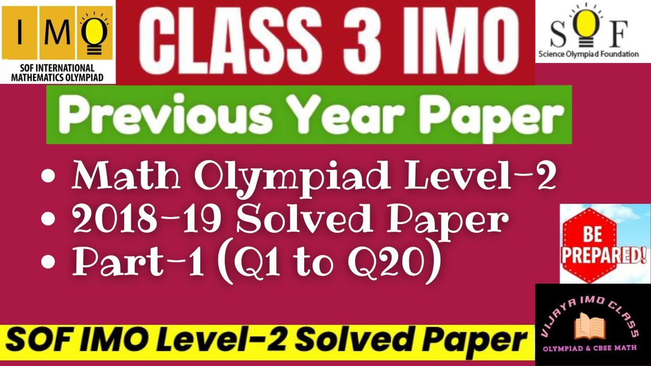 SOF IMO Level 2 EXAM PAPER SOLVED for Class 3 || YEAR 2018-19 Q1-Q20 ...