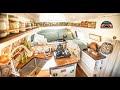 Her bohemian camper van tiny house  solo female van life on the road