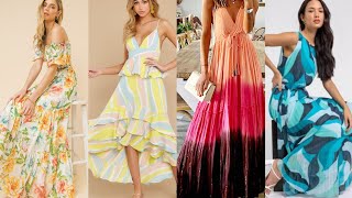 Trajes y?Vestidos de Verano ideas de ropa 2023/ Summer Maxi Dresses/ Floral printed Dresses Designs