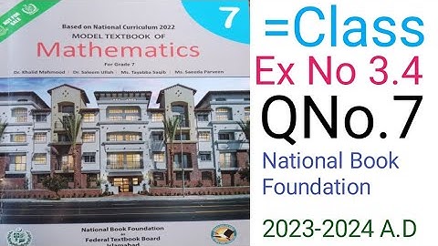 Mathematic Class 7 Exercise 3.4 Question No 7 National Book Foundational
