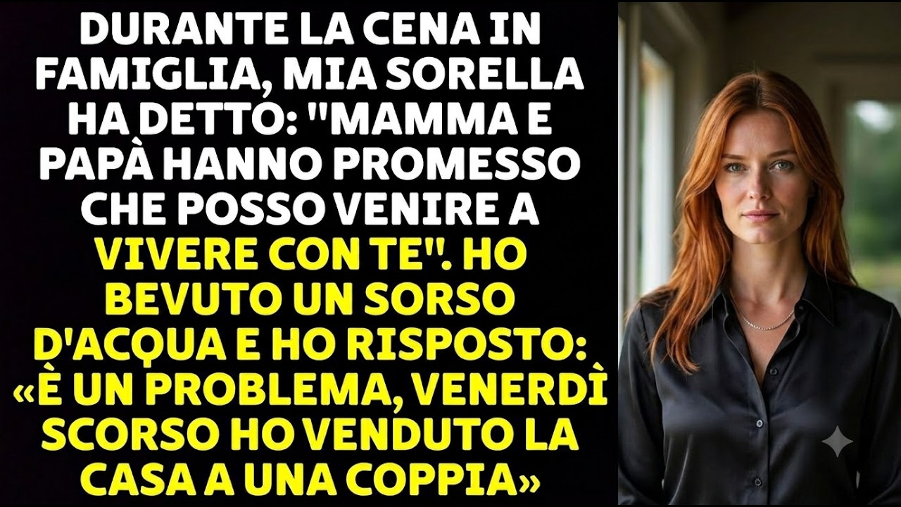 Mia sorella ha annunciato a cena, davanti ai nostri genitori, che la settimana dopo si sarebbe trasferita a casa mia. “Ho già iniziato a fare i bagagli”, ha detto con un sorriso, mentre papà...