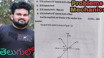 Problems on concurrent force system in engineering mechanics in telugu