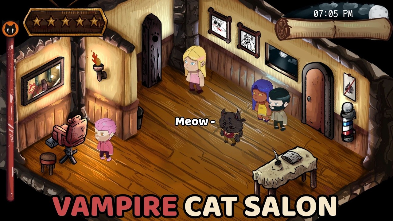 A Vampire Cat Runs My Midnight Hair Salon | Whispered ASMR Gameplay