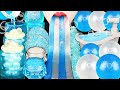 ASMR BLUE & WHITE FOOD DESSERTS: EDIBLE JELLO CUP, PLANET GUMMY CANDY, POPPING BOBA EATING SOUNDS 먹방