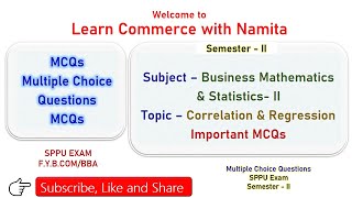 MCQs on Correlation & Regression| Business Mathematics & Statistics-II Sem- II|SPPU Exam| Maths MCQs