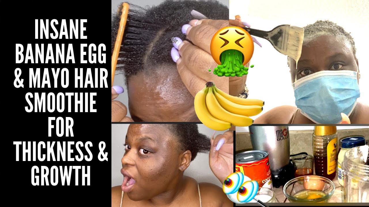 Insane banana egg & mayo hair smoothie for thickness & growth 4C TWA