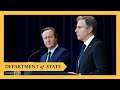 Secretary Blinken hosts a joint press availability with UK Foreign Secretary David Cameron