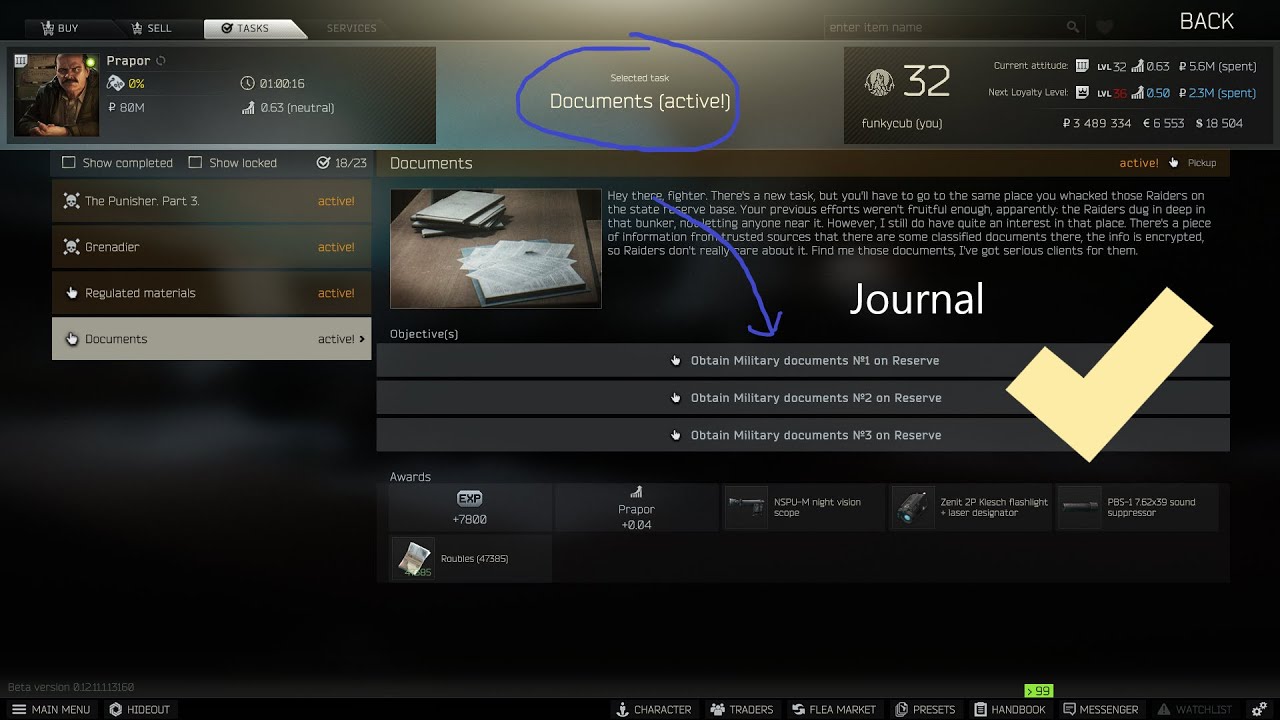 Documents Quest (Prapor) Escape From Tarkov YouTube