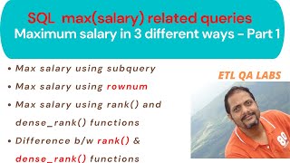 Celebrity ETL Testing | SQL Interview Questions | Highest salary in 3 difference way in SQL Wealth