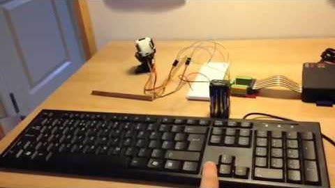 Raspberry-pi controlling pan and tilt camera mount with two servos.