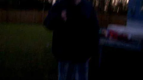 Roy Garrison jumping off the roof onto the trampolin