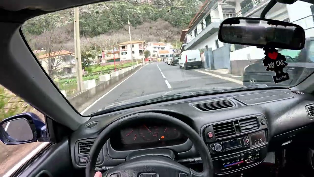 Honda Civic EK4 VTI- VTEC crossover on uphill road (POV)