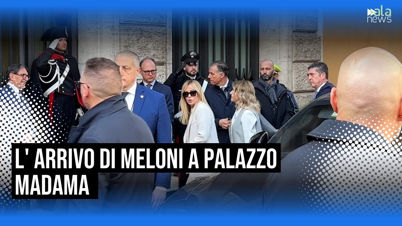 L' arrivo di Meloni a Palazzo Madama