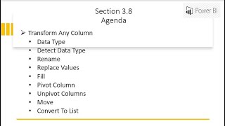 Power Query - Transform- Data Type, Detect Data Type, Rename, Replace Values, Fill, Pivot Column,